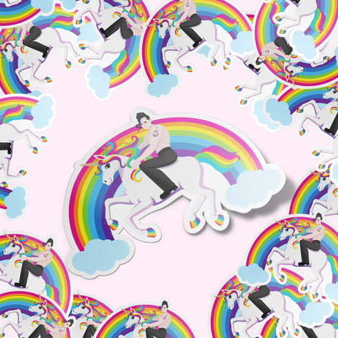 Glenn Danzig Unicorn Sticker, The Misfits Rainbow Hydroflask Sticker, Gifts for Punk Music, Horror Punk Laptop Decal